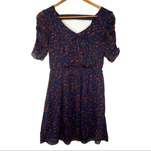 freebird Floral V-Neck Mini Dress